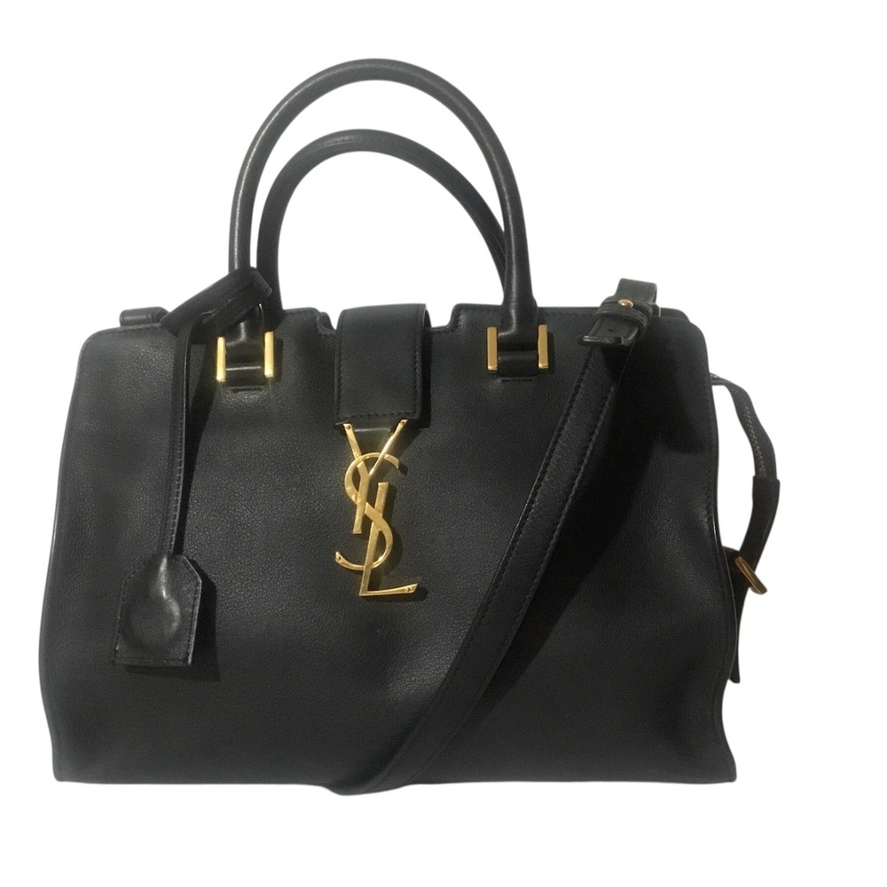 Authentic YSL Small Black Leather 2 Way Gold Hardware with Dustbag